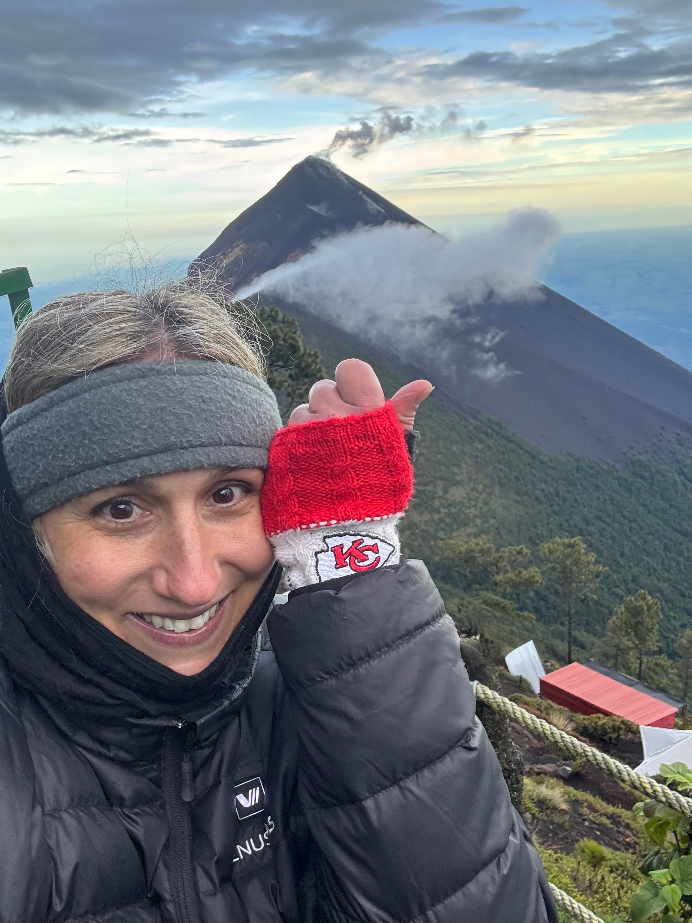 Sara Lenz at a volcano overlook in Central America